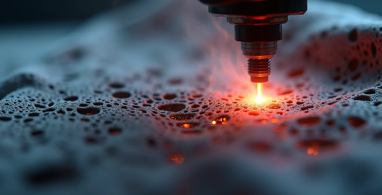 Machine de découpe laser créant des motifs ajourés complexes sur satin