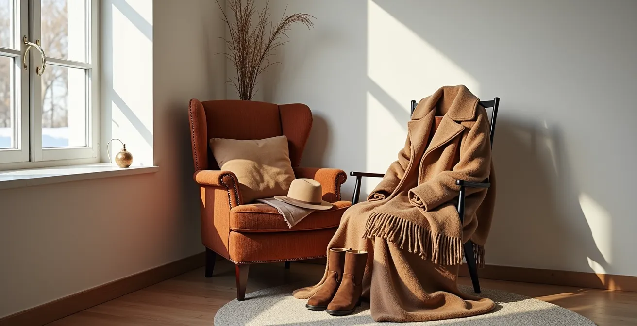 Superposition de textures nobles pour un style bohème hivernal chaleureux