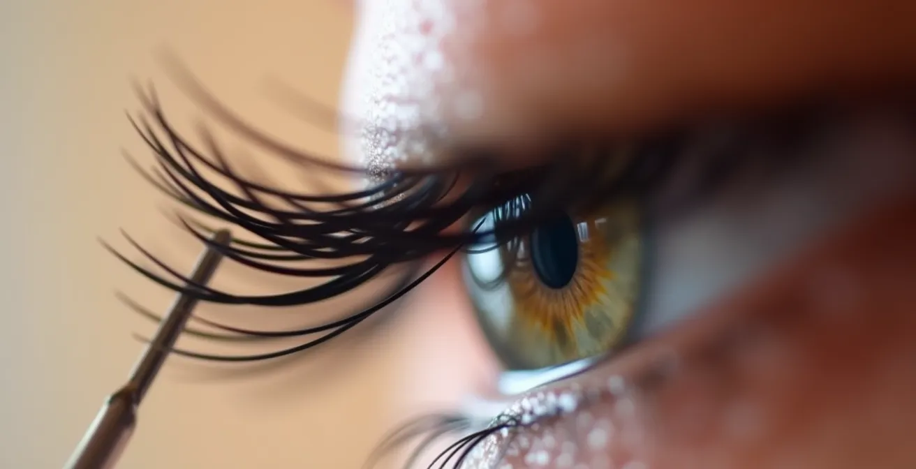 Utilisation correcte du recourbe-cils sur cils naturels non maquillés